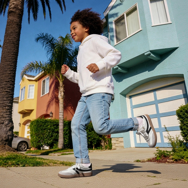 Kids Faux Suede Toe Cap Soccer Cleats - WHITE - 7