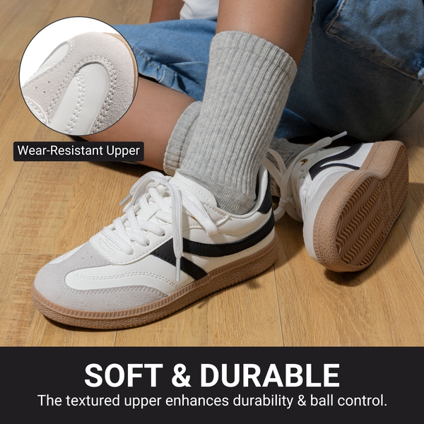 Kids Faux Suede Toe Cap Soccer Cleats - WHITE - 2