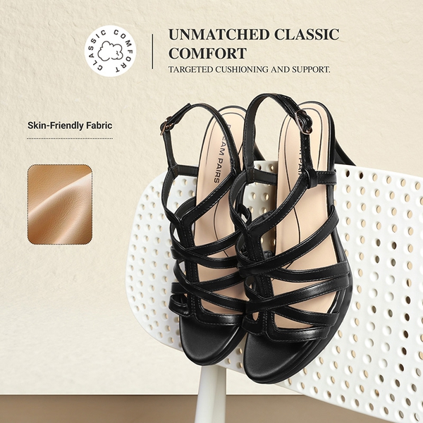 Ascenelle Comfort Platform Stiletto Heel Dress Sandals - BLACK - 5