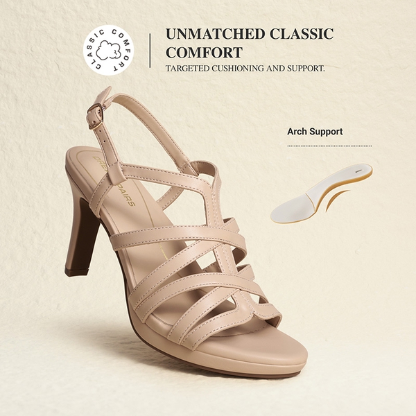 Comfort Platform Stiletto Heel Dress Sandals - NUDE - 6