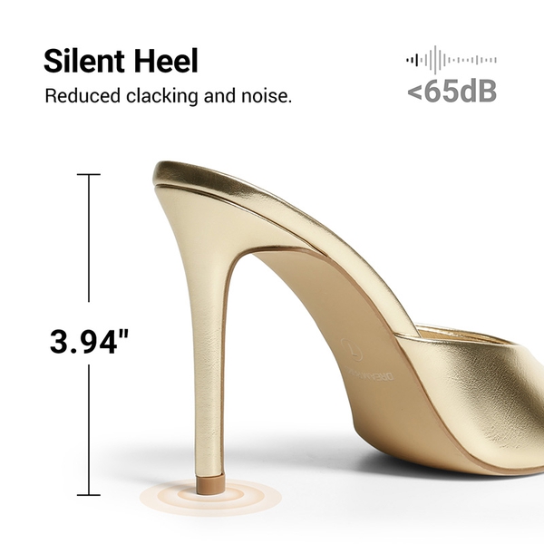 Chic Open Toe Stiletto Mule Heels - LIGHT GOLD - 6