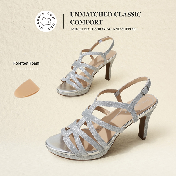 Ascenelle Comfort Platform Stiletto Heel Dress Sandals - SILVER - 4