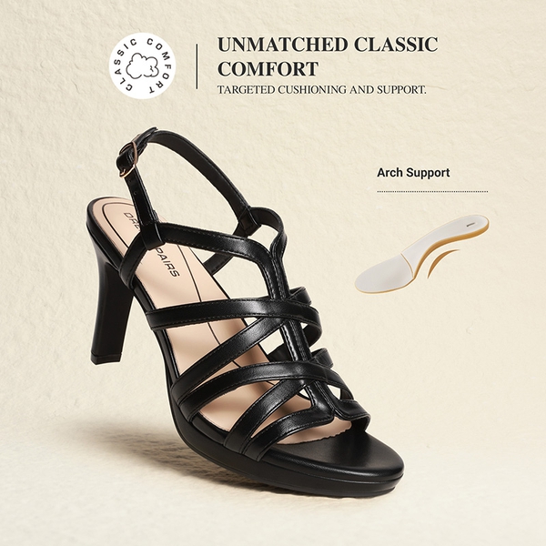Ascenelle Comfort Platform Stiletto Heel Dress Sandals - BLACK - 6