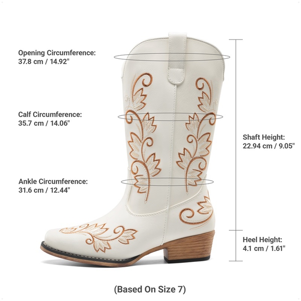 Vintage-inspired Women’s Cowboy Boots - WHITE - 3