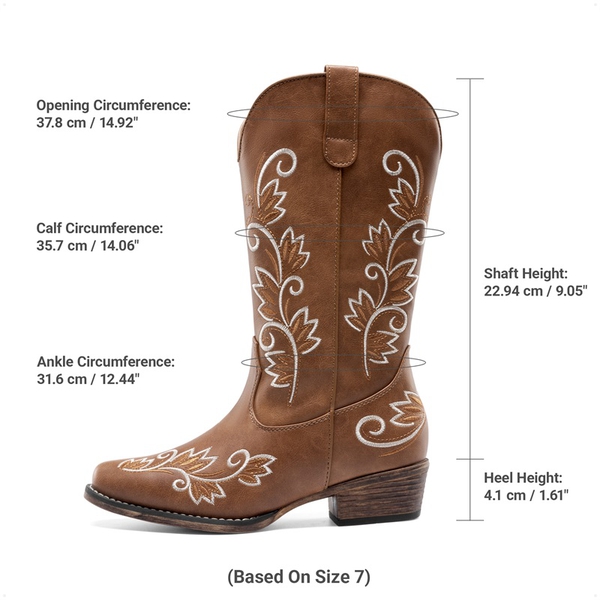Vintage-inspired Women’s Cowboy Boots - BROWN - 3
