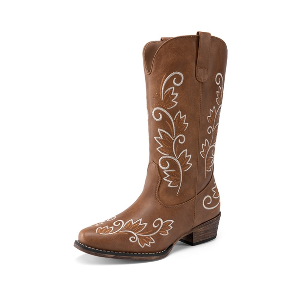 Vintage-inspired Women’s Cowboy Boots - BROWN -  0