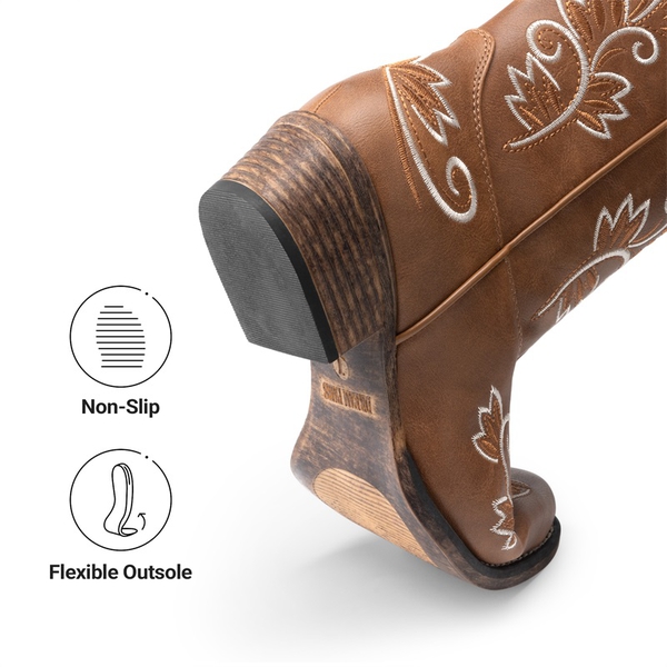 Vintage-inspired Women’s Cowboy Boots - BROWN - 8