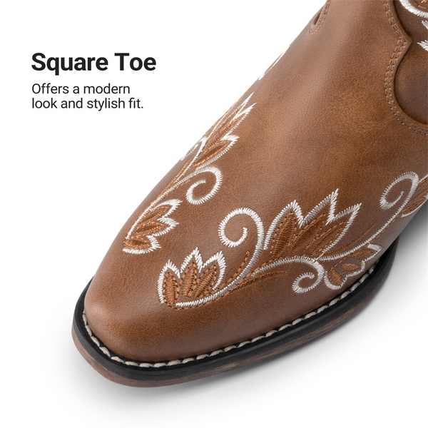 Vintage-inspired Women’s Cowboy Boots - BROWN - 7