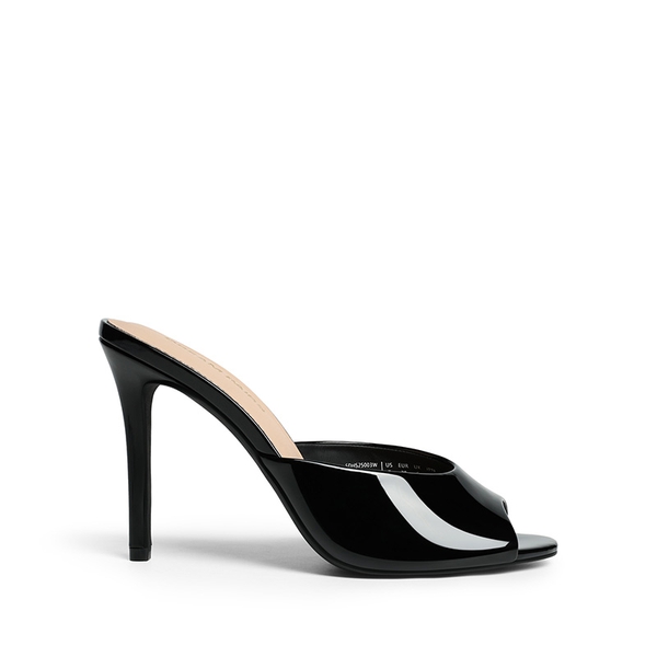 Chic Open Toe Stiletto Mule Heels - BLACK-PAT - 3