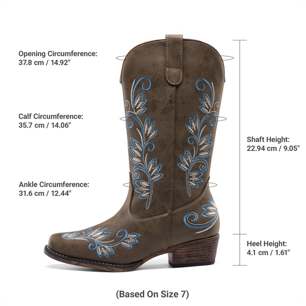 Vintage-inspired Women’s Cowboy Boots - DARK BROWN - 3