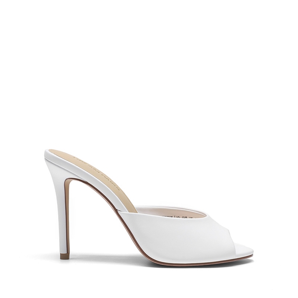 Chic Open Toe Stiletto Mule Heels - WHITE - 3