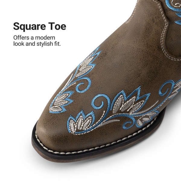 Vintage-inspired Women’s Cowboy Boots - DARK BROWN - 7