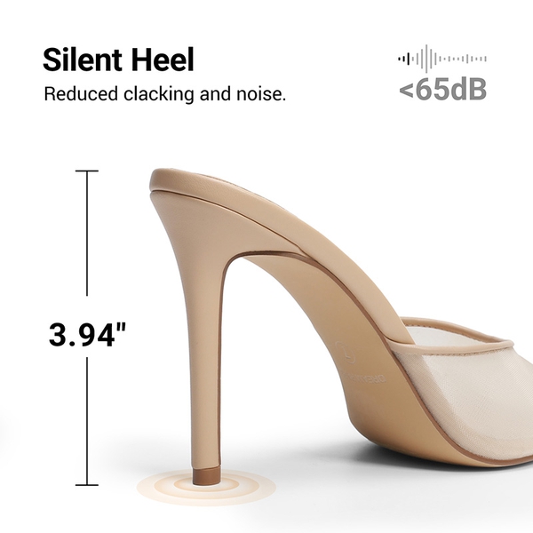 Chic Open Toe Stiletto Mule Heels - NUDE-MESH - 6