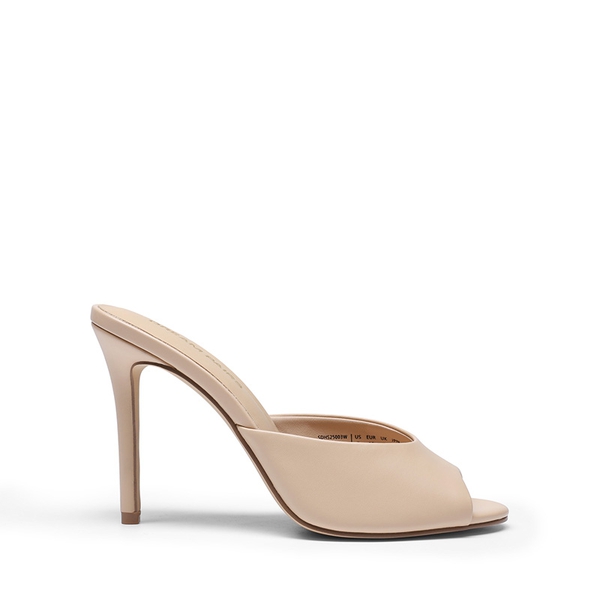 Chic Open Toe Stiletto Mule Heels - NUDE - 3