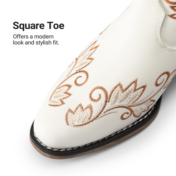 Vintage-inspired Women’s Cowboy Boots - WHITE - 7