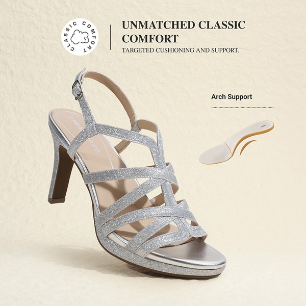Ascenelle Comfort Platform Stiletto Heel Dress Sandals - SILVER - 6
