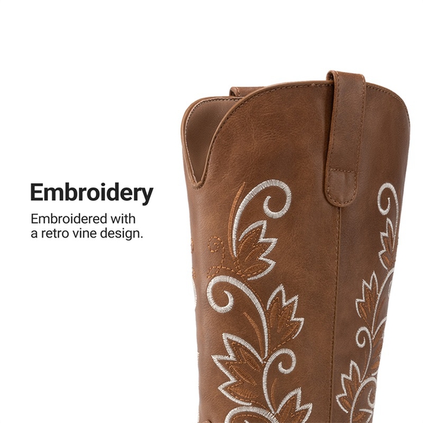 Vintage-inspired Women’s Cowboy Boots - BROWN - 6