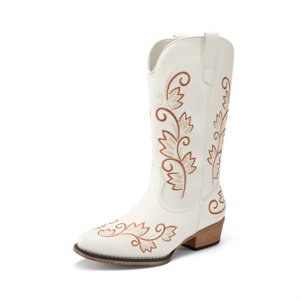 Vintage-inspired Women’s Cowboy Boots - WHITE -  0