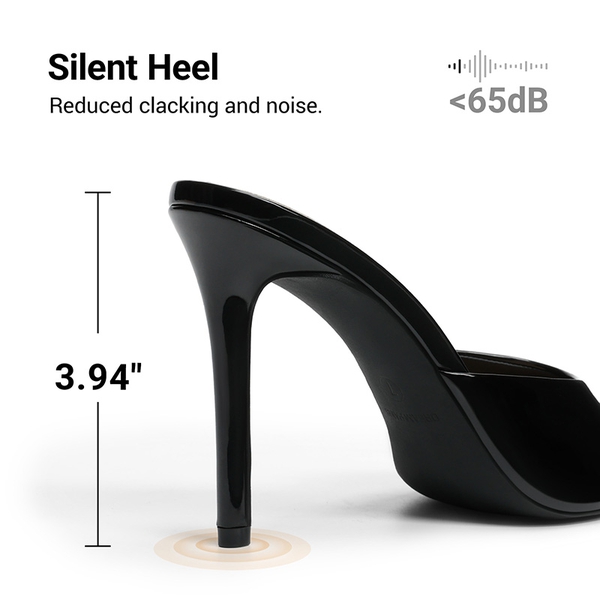 Chic Open Toe Stiletto Mule Heels - BLACK-PAT - 6