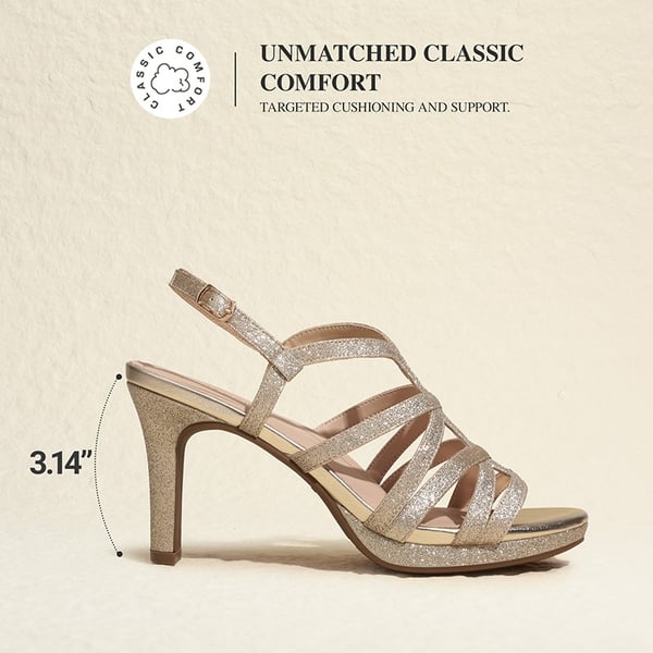 Ascenda Comfort Platform Stiletto Heel Dress Sandals - GOLD - 3