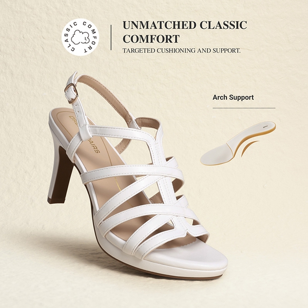 Ascenda Comfort Platform Stiletto Heel Dress Sandals - WHITE - 6