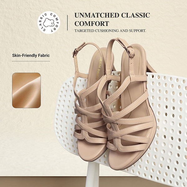 Comfort Platform Stiletto Heel Dress Sandals - NUDE - 5