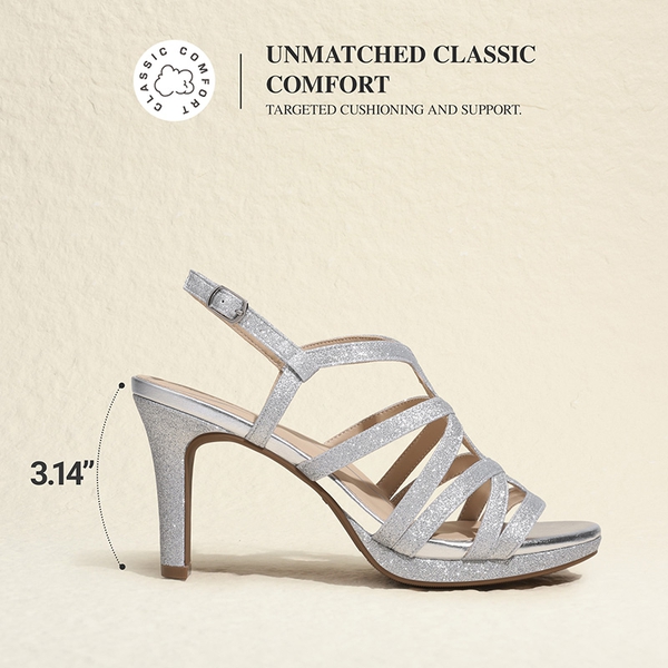 Ascenelle Comfort Platform Stiletto Heel Dress Sandals - SILVER - 3