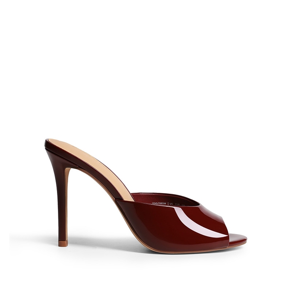 Chic Open Toe Stiletto Mule Heels - BURGUNDY - 3