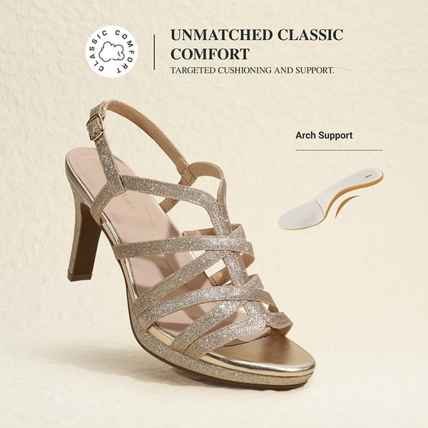 Ascenda Comfort Platform Stiletto Heel Dress Sandals - GOLD - 6
