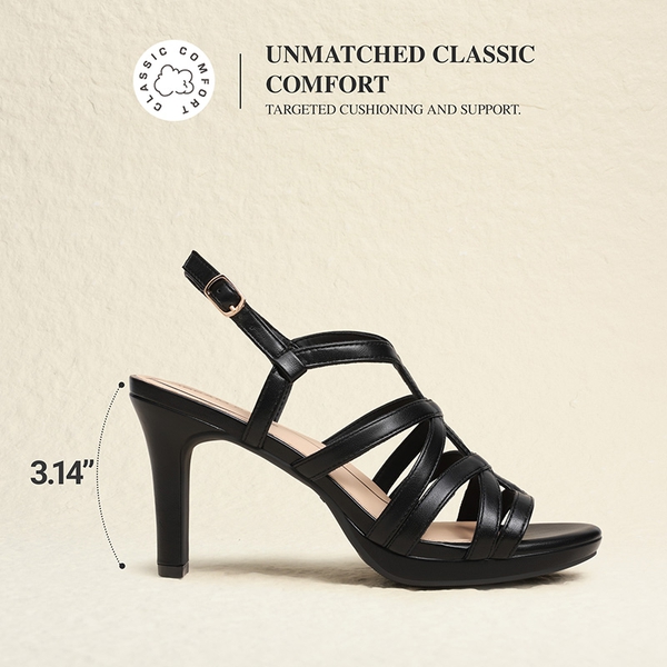 Ascenelle Comfort Platform Stiletto Heel Dress Sandals - BLACK - 3