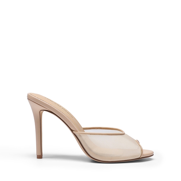 Chic Open Toe Stiletto Mule Heels - NUDE-MESH - 3