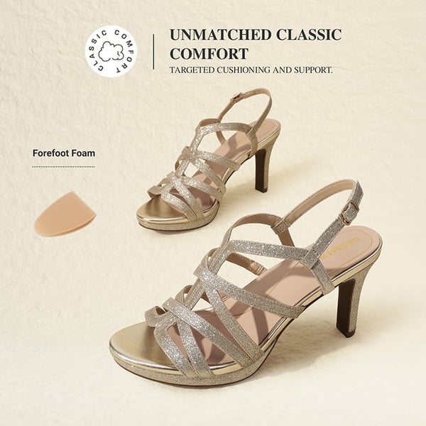 Ascenda Comfort Platform Stiletto Heel Dress Sandals - GOLD - 4