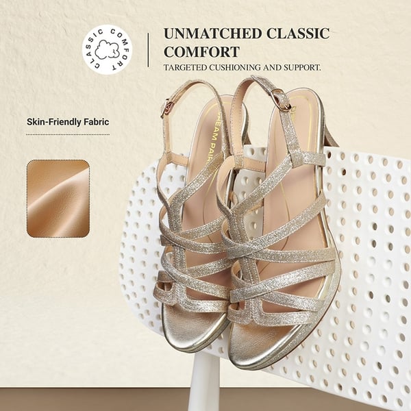 Ascenda Comfort Platform Stiletto Heel Dress Sandals - GOLD - 5