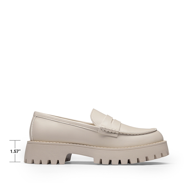 Women's Chunky Platform Classic Loafer - BEIGE - 5