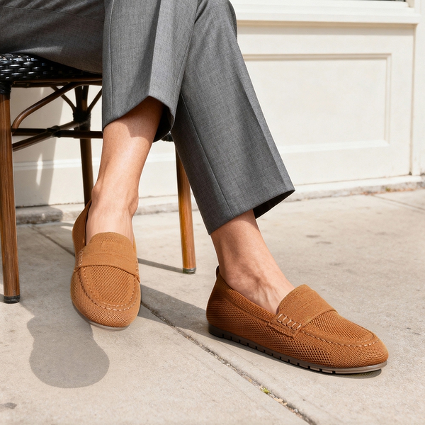 Ascenelle All-day Comfort Fashionable Slip-on Loafers Knit Edition - BROWN - 2