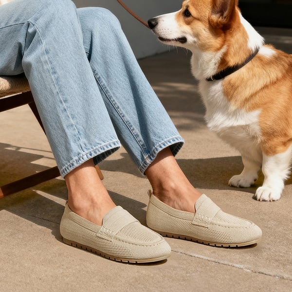 Ascenelle All-day Comfort Fashionable Slip-on Loafers Knit Edition - BEIGE - 2