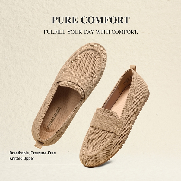All-day Comfort Fashionable Slip-on Loafers - NUDE - 6