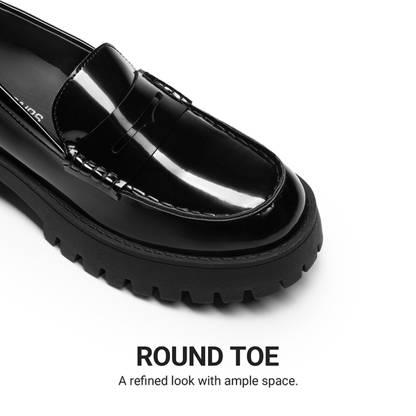 Women's Chunky Platform Classic Loafer - BLACK-PATENT - 4