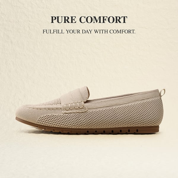 Ascenelle All-day Comfort Fashionable Slip-on Loafers Knit Edition - BEIGE - 4