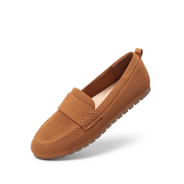 Ascenelle All-day Comfort Fashionable Slip-on Loafers Knit Edition - BROWN - 3
