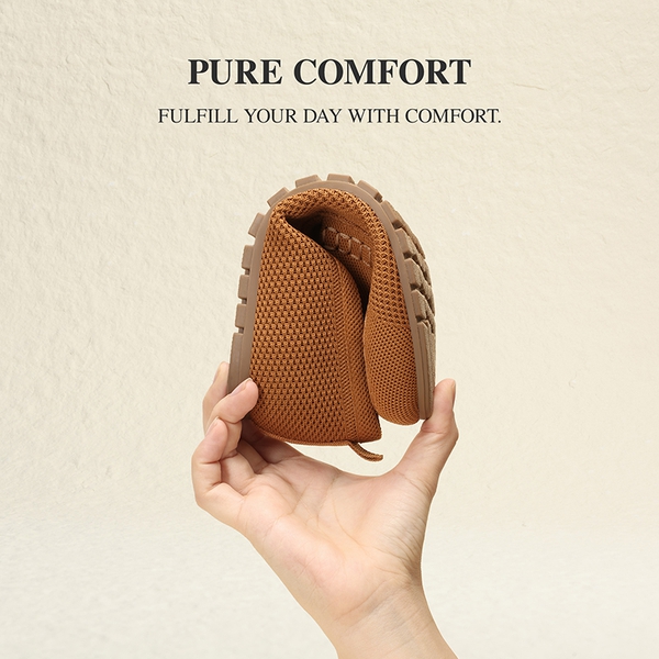 Ascenelle All-day Comfort Fashionable Slip-on Loafers Knit Edition - BROWN - 7