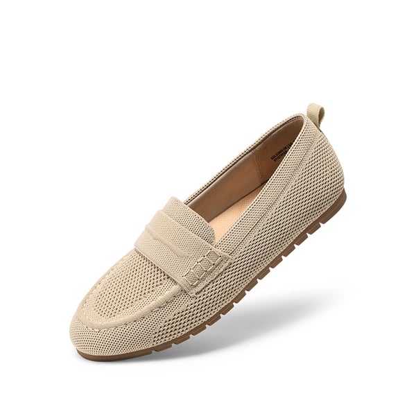 Ascenelle All-day Comfort Fashionable Slip-on Loafers Knit Edition - BEIGE - 3