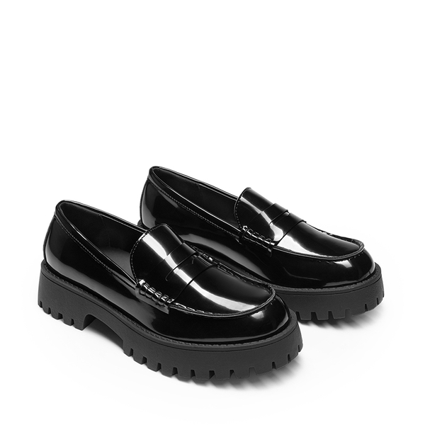 Women's Chunky Platform Classic Loafer - BLACK-PATENT - 6
