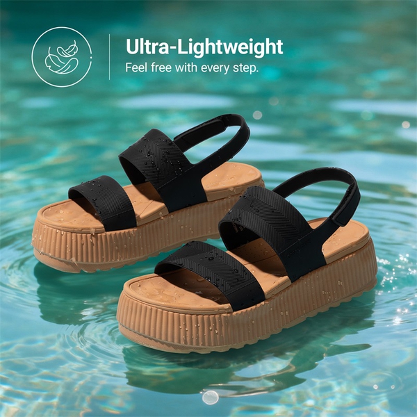 Comfortable Summer Beach Wedge Sandals - BLACK - 7