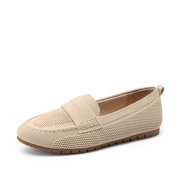 Ascenelle All-day Comfort Fashionable Slip-on Loafers Knit Edition - BEIGE -  0