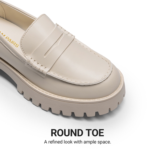 Women's Chunky Platform Classic Loafer - BEIGE - 4