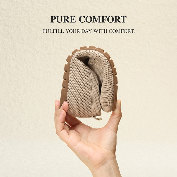 Ascenelle All-day Comfort Fashionable Slip-on Loafers Knit Edition - BEIGE - 7