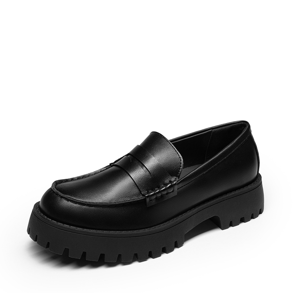 Women's Chunky Platform Classic Loafer - BLACK-PU -  0
