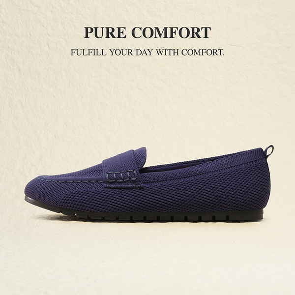Ascenelle All-day Comfort Fashionable Slip-on Loafers Knit Edition - NAVY - 4