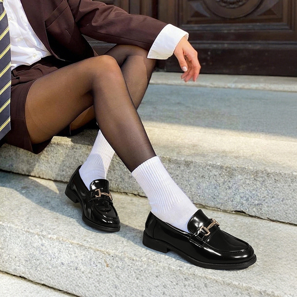 Women's Casual Dressy Loafers - BLACK-PATENT - 2